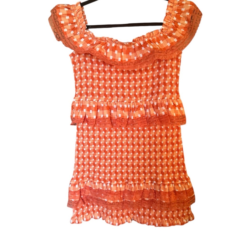 Tularosa Vibrant Orange Ruffle Top - Picture 2 of 14